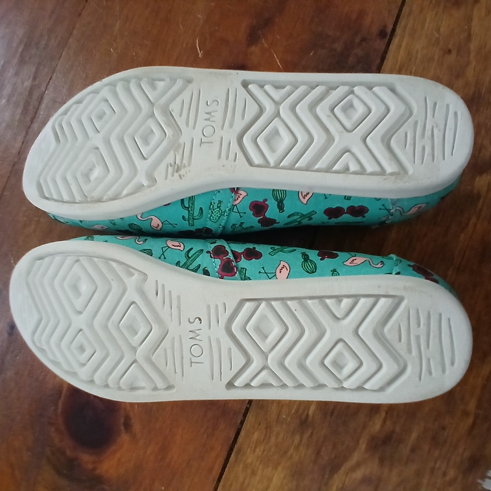 TOMS Women's Green Flamingo Print Shoes Espadrilles Size 9 - Picture 7 of 7